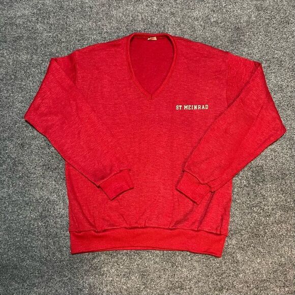 Vintage 70s Champion St. Meinrad V Neck Sweater Size Large - Picture 1 of 6